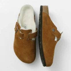 BIRKENSTOCK / Boston Shearling Suede Leather Fur Sandals
