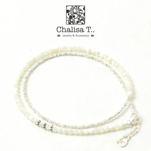CHALISA T.. / Round Shell Wrap Anklet/Karen Silver Flat Beads
