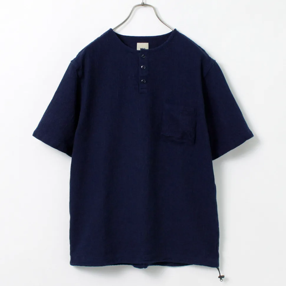 FOB FACTORY / F3493 Indigo waffle T-shirt