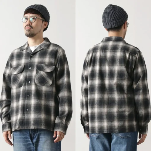 FOB FACTORY / F3505 Nel open collar shirt
