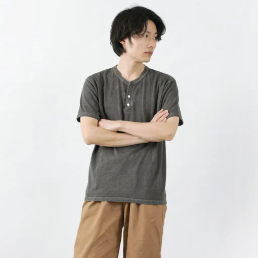 GOOD ON / Short sleeve henley neck T-shirt