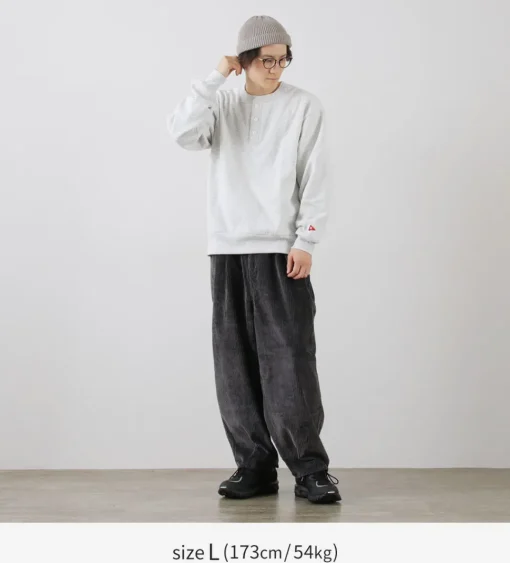 HEALTHKNIT / Classic Sweatshirt Henley Neck Long Sleeve
