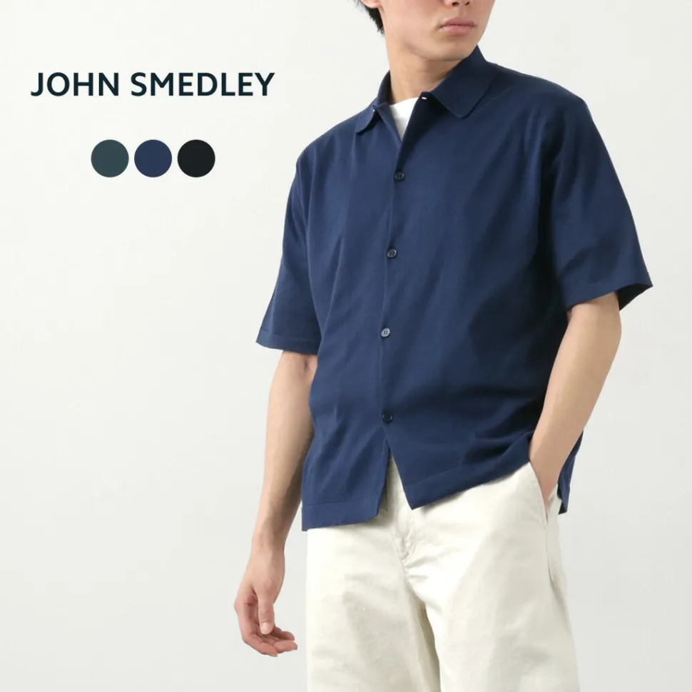 JOHN SMEDLEY / Sea Island Cotton 30 Gauge Knit Shirt