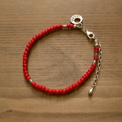 PHADUA / White Heart Beaded Anklet