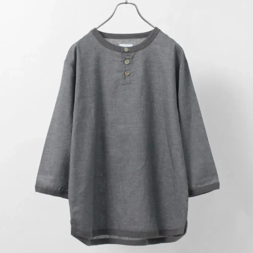 RE MADE IN TOKYO JAPAN / Linen Canvas Henry Neck T-Shirt