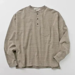REMI RELIEF / Melange Jersey Long Sleeve Henley Neck Pocket T-Shirt