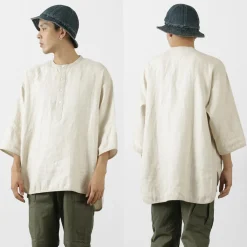 ROCOCO / Linen cloth Henley Neck T-Shirt