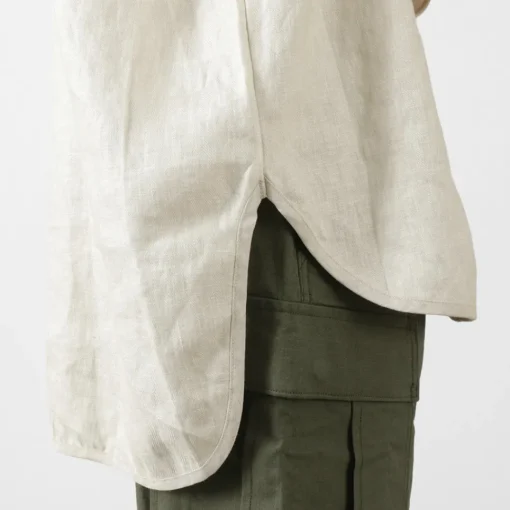 ROCOCO / Linen cloth Henley Neck T-Shirt