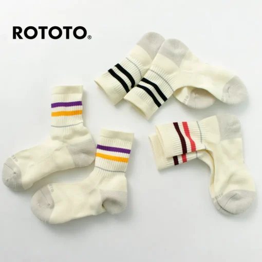 ROTOTO / All Rounder 2 Stripe Merino Crew Socks
