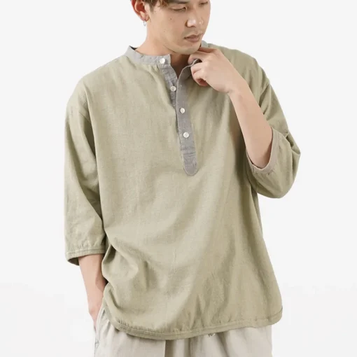 SLOW HANDS / Henry Neck Combi T-Shirt