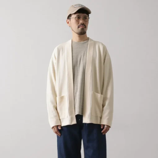 UNDYED / Waffle Cardigan Colored Organic Cotton