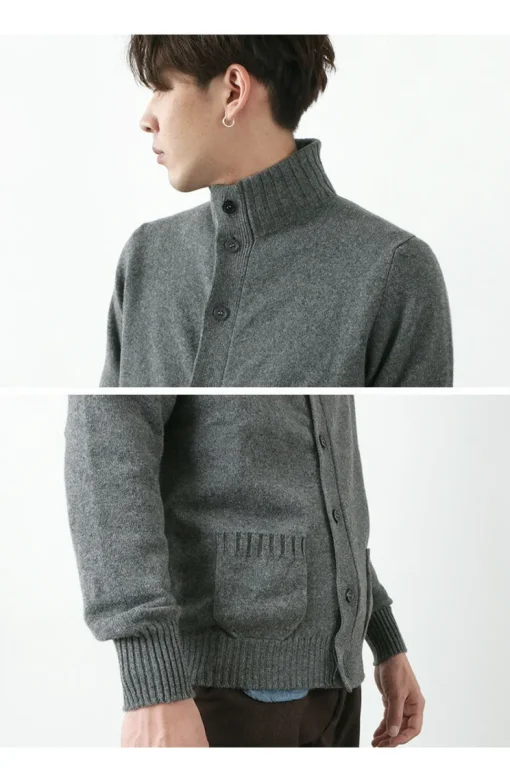 WILLIAM LOCKIE / Lambs Wool Turtleneck Cardigan